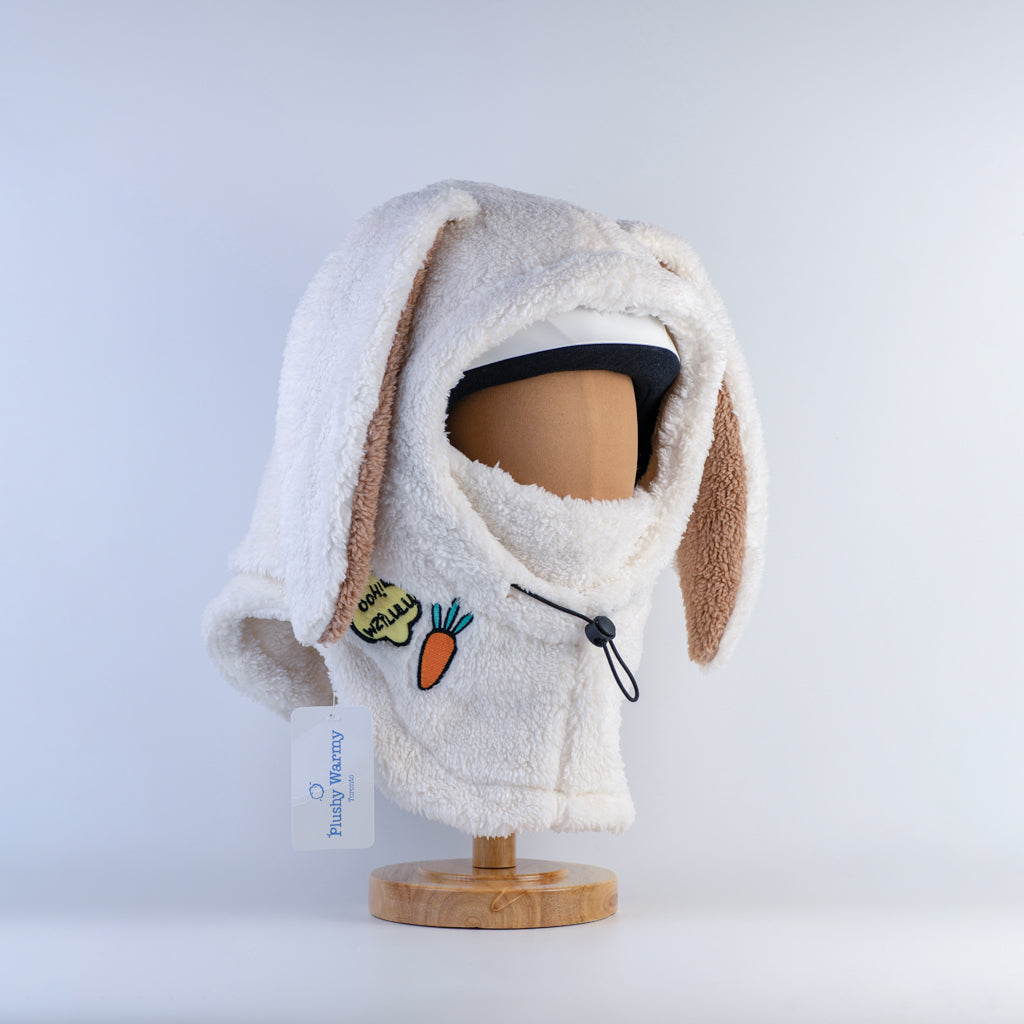 Plushy Warmy Bunny Style Helmet Hood